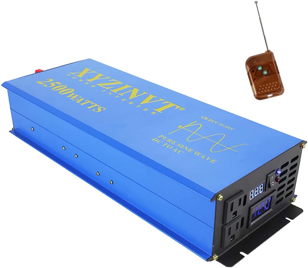 2000 watt Pure Sine Wave Power Inverter DC 12V to AC 120V with LED Display and Wireless Remote Controller A31239