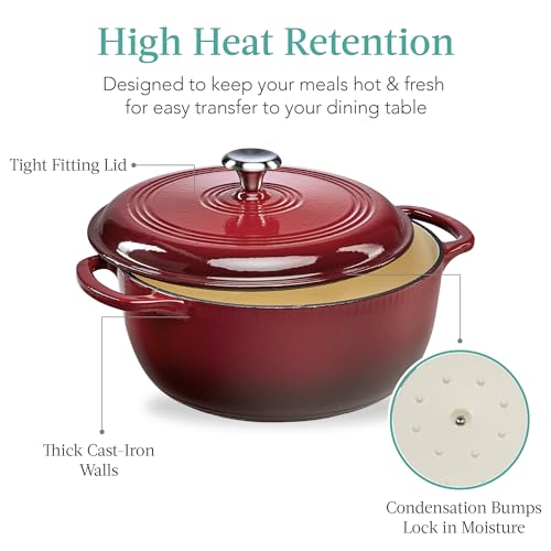 7.5 Quart Enamel Cast-Iron Round Dutch Oven J60741