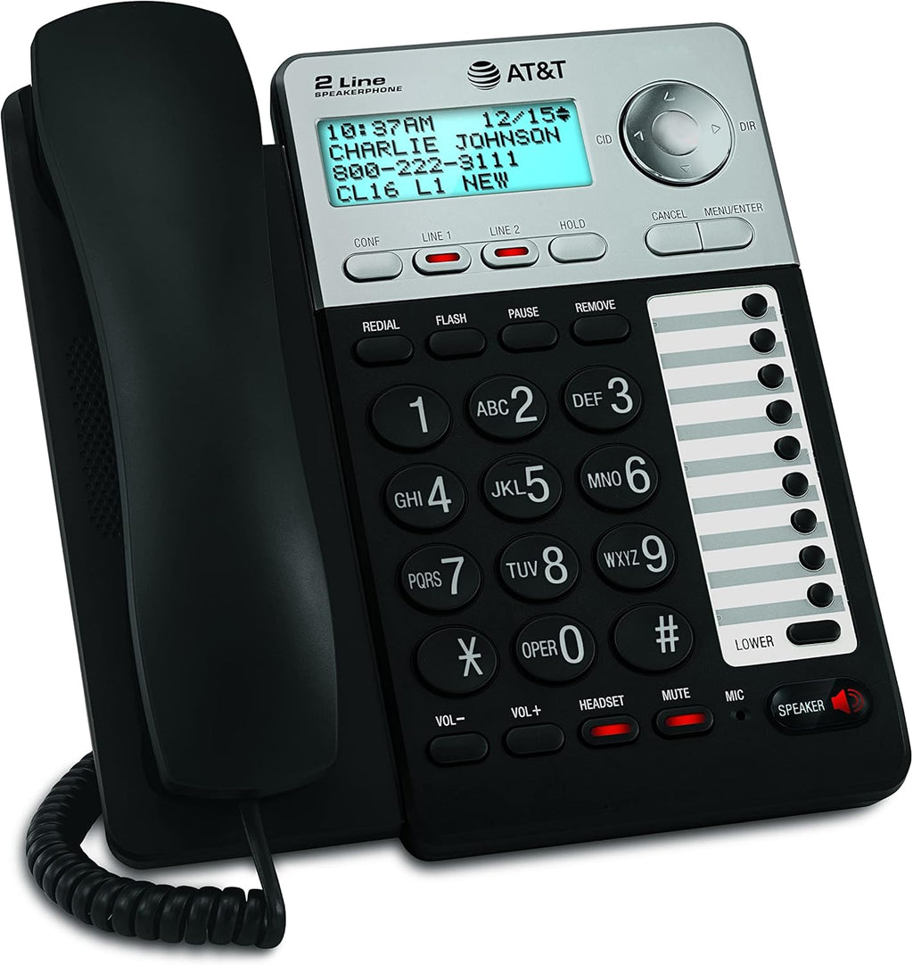 2-Line Corded Telephone, Black Pack of 2 X6239