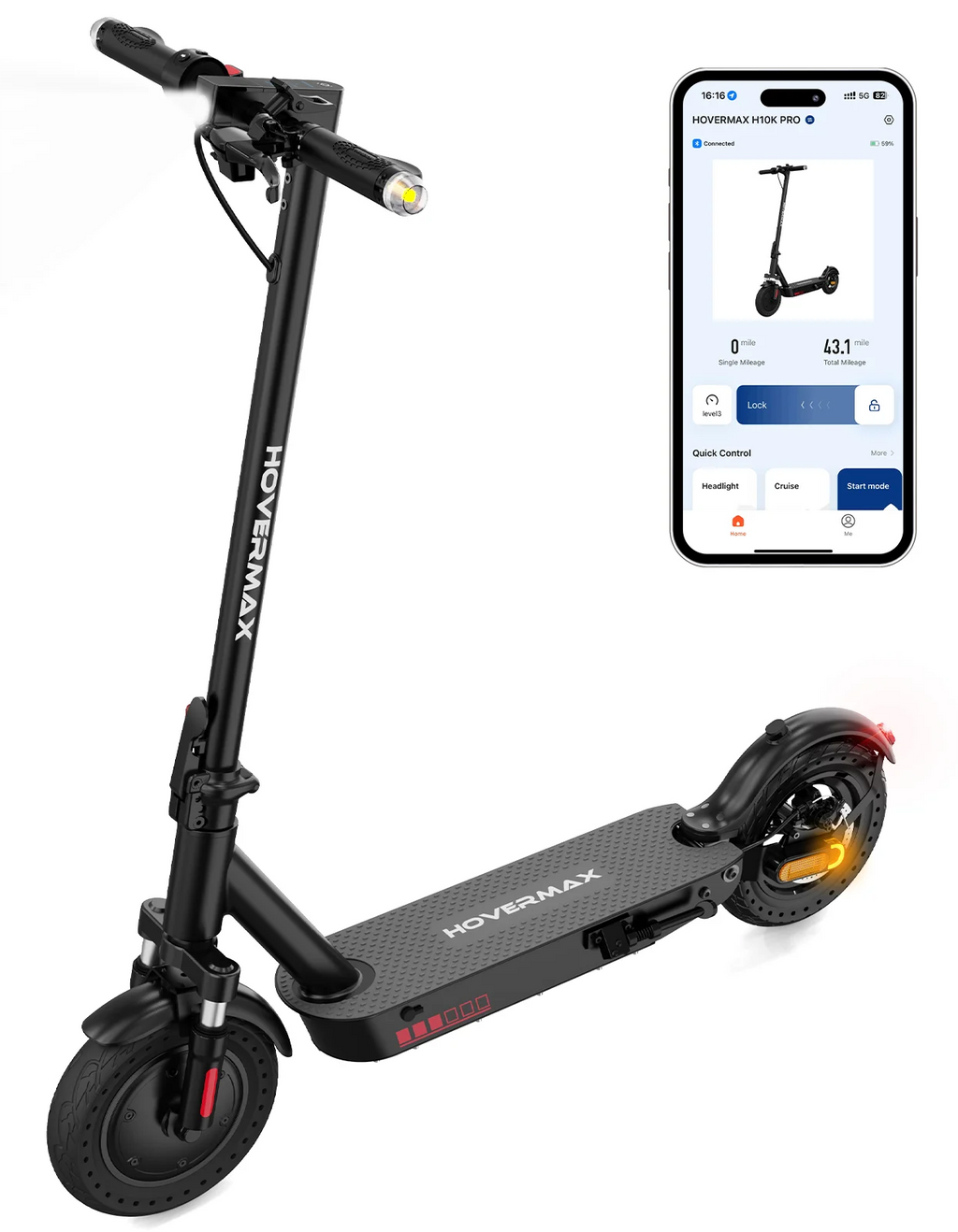 500W Motor 19MPH 22 Miles 10'' Solid Tires Folding Electric Scooter T28200