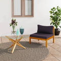 Dark Gray Cushion Acacia Wood Sectional Middle Sofa T601