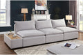 Light Gray Linen-like Fabric Sofa and Ottoman D21773