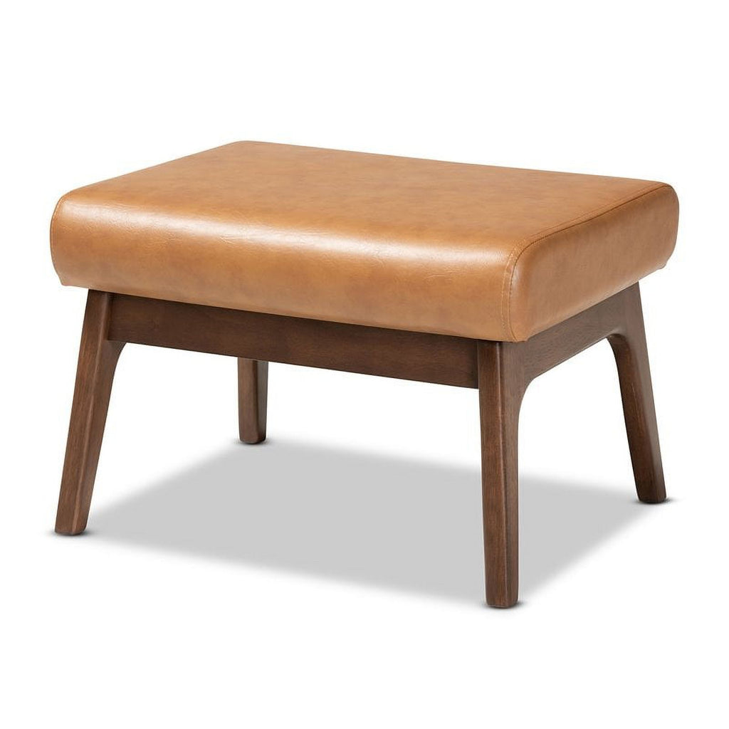 Brown Finished Wood 2-Piece Lounge Chair and Ottoman Set B24917